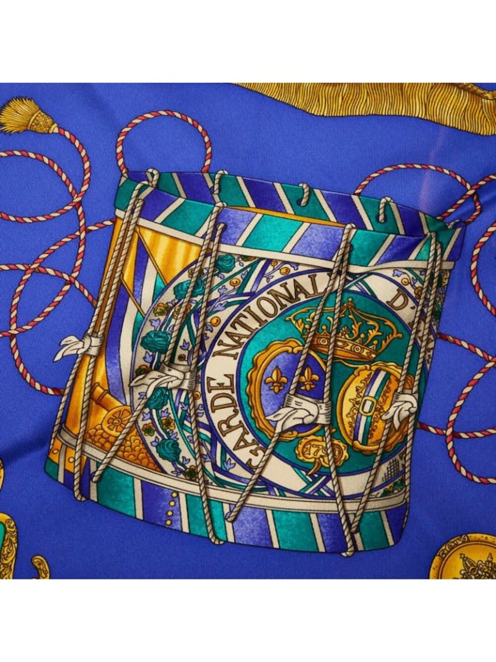 Hermes Carre 90 les Tambours Drum Scarf Green Blue Multicolor Silk - Picture 2 of 4
